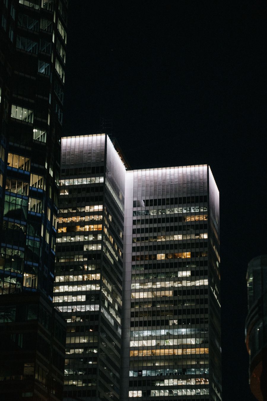 Montreal, downtown towers at night