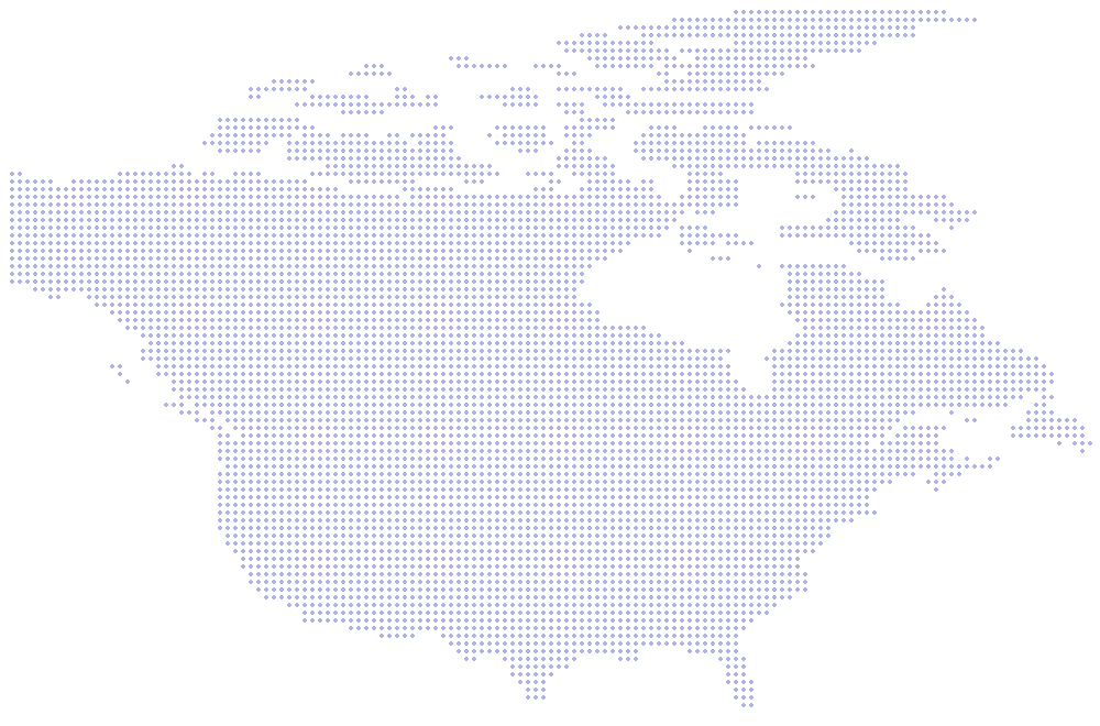 Dotted map of North America
