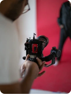 Camera on a gimbal filming social ad creative