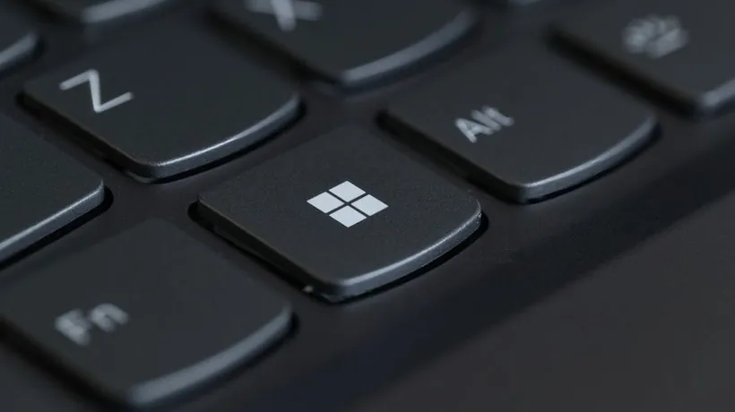 Close-up of the Windows key on a laptop keyboard