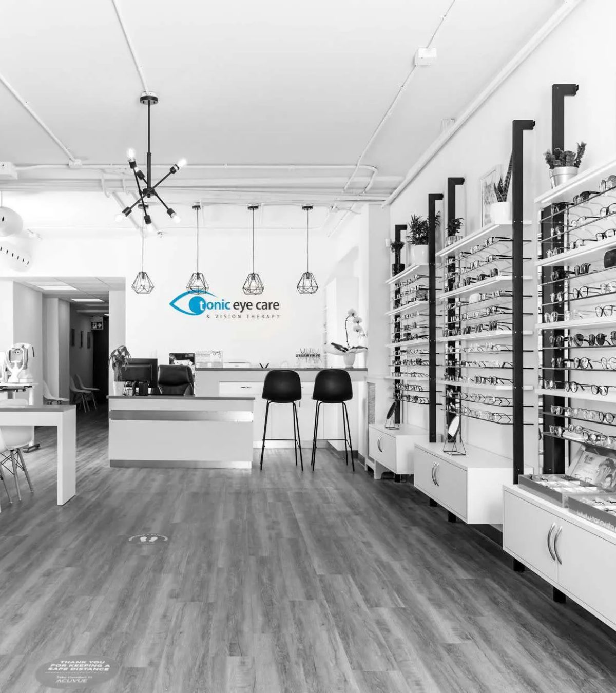 Inside a Tonic Eye Care clinic with eyewear displays